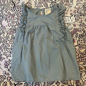 Vintage Sage Green Ruffle Sleeve Kids Dress Size XS 6/6X
